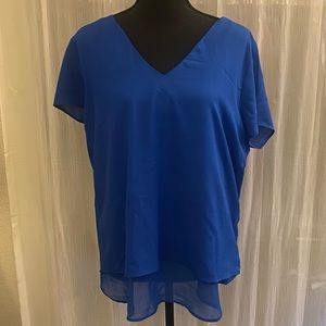 Royal Blue Blouse w/ Sheer Underlay
